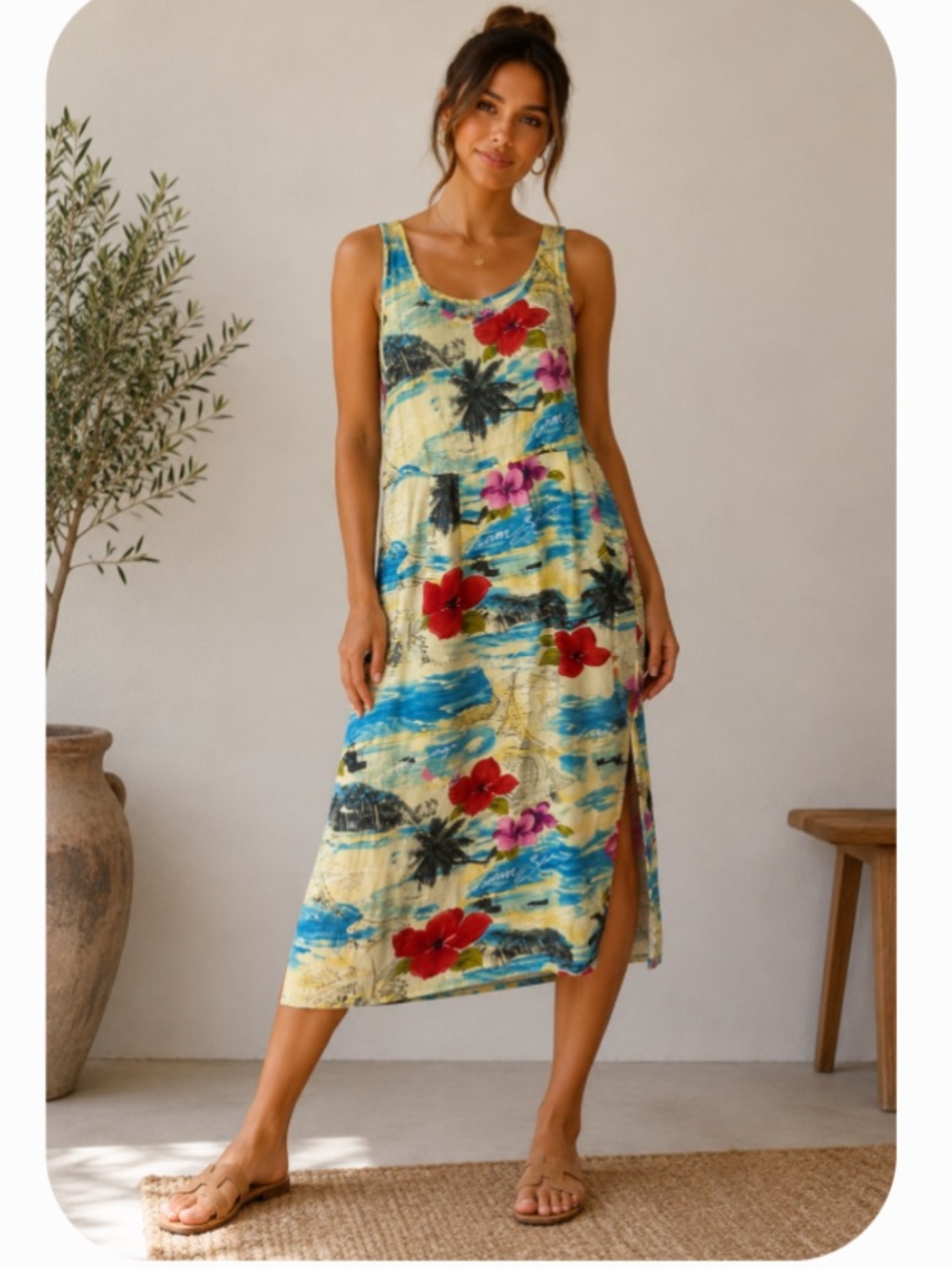B14 Jams World Dress S Tropical Floral Sleeveless Colorful